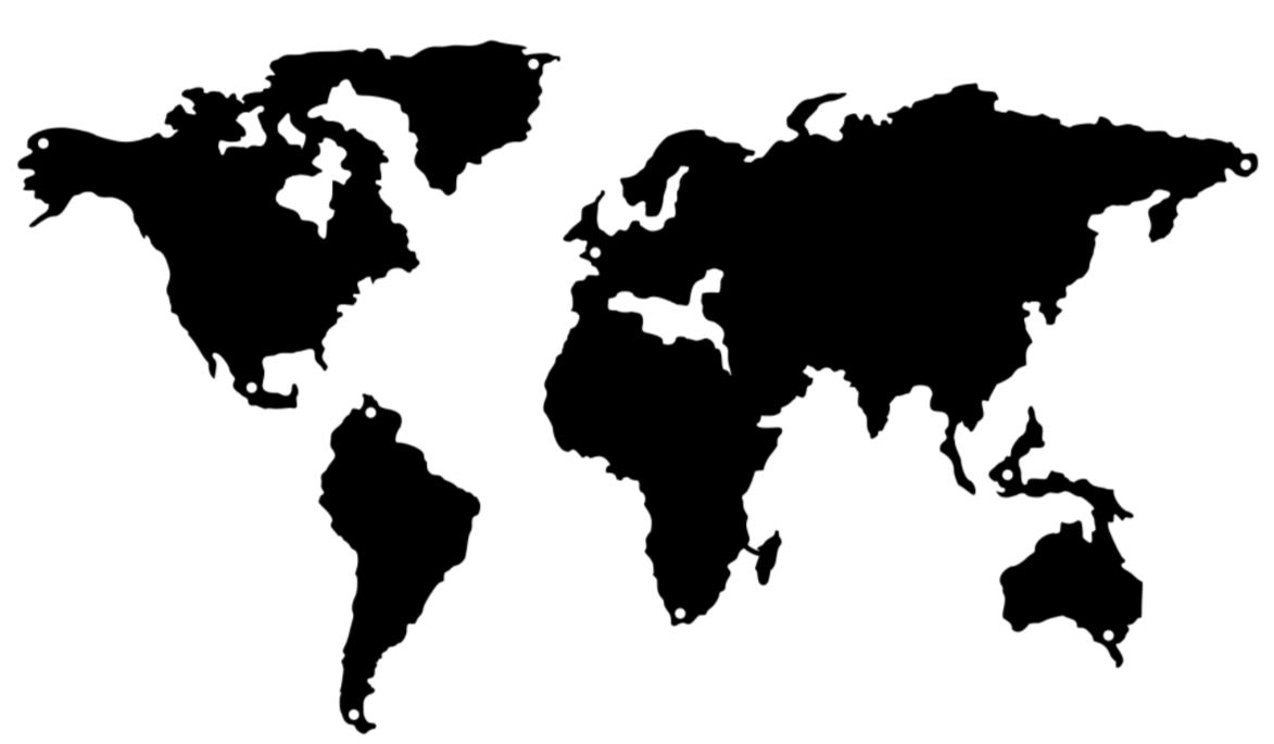 Mapa sveta na stenu 100 cm čierna