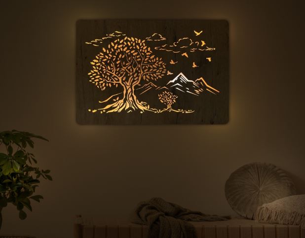 Podsvietený obraz na stenu Dva stromy
