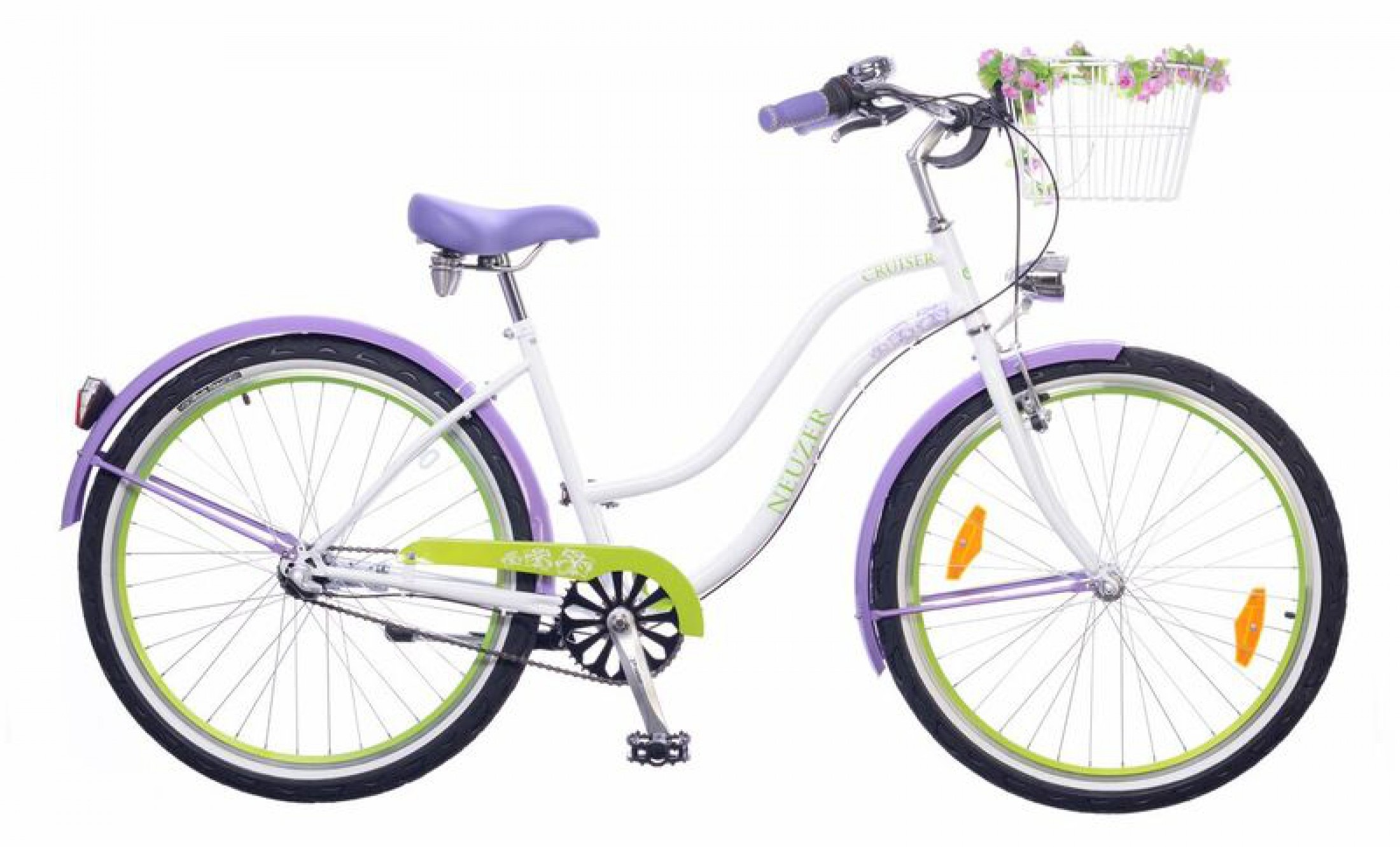 26" Mestský dámsky retro bicykel PICNIC 3-rýchlostný bielo-fialová