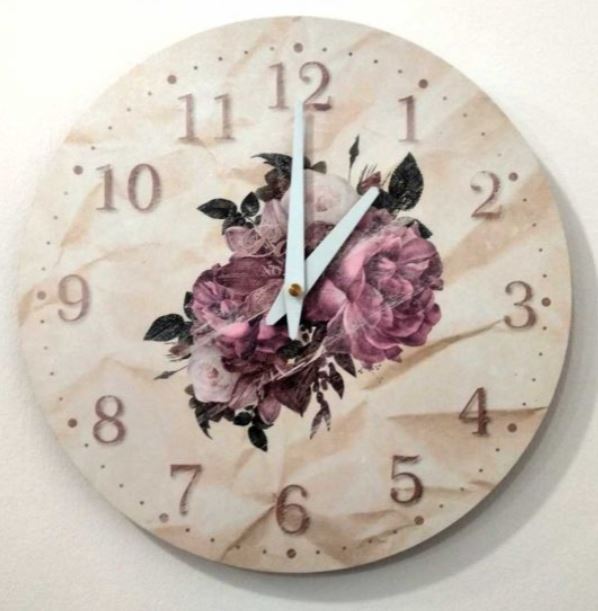 Vintage nástenné hodiny Kvety, priemer 30 cm