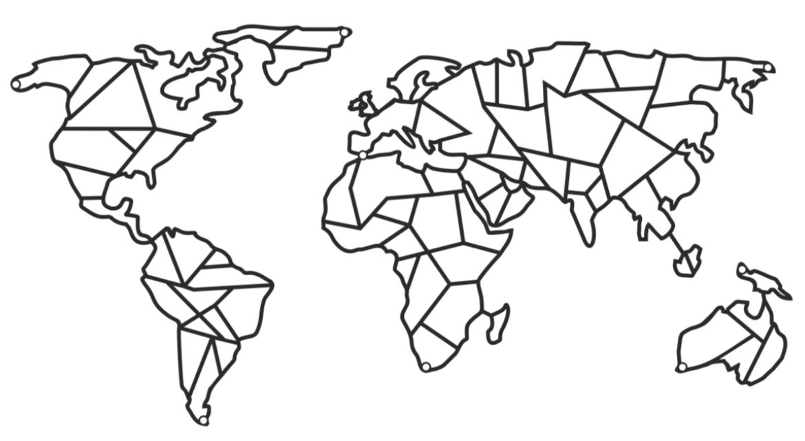 Nástenná mapa sveta na 150 cm čierna