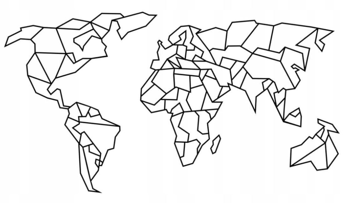 Mapa sveta nástenná 110 cm čierna