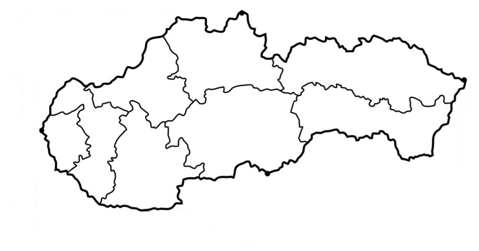 Mapa Slovenska na stenu 100 cm biela