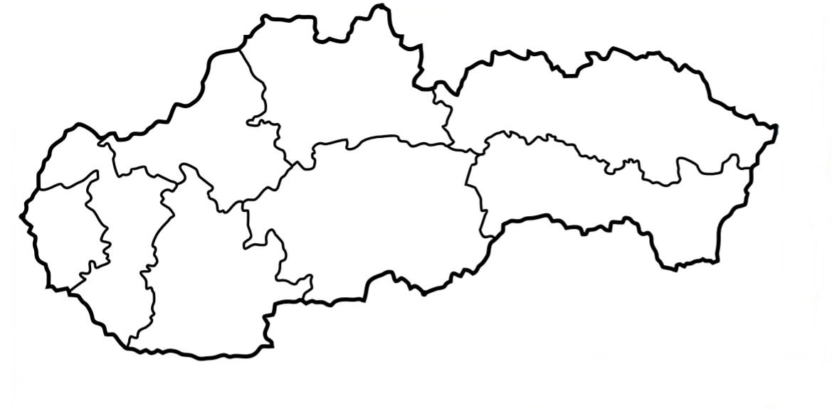 Mapa Slovenska na stenu 150 cm biela