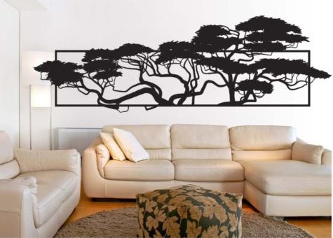 Strom na stenu z dreva Okinawa, čierna 32 cm