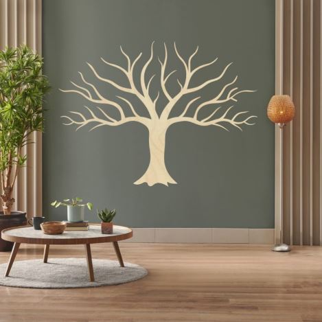 Drevený strom na stenu Herculis, strieborná 30 cm