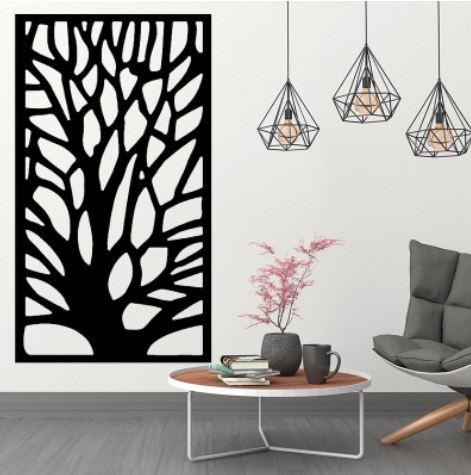 Drevené obrazy na stenu strom Atik, strieborná 59 cm
