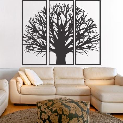 Drevené stromy na stenu Leonis, čierna 140 cm