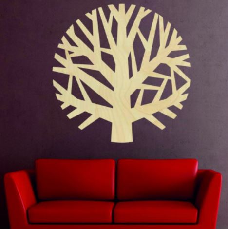 Drevený strom na stenu Ursae, strieborná 40 cm