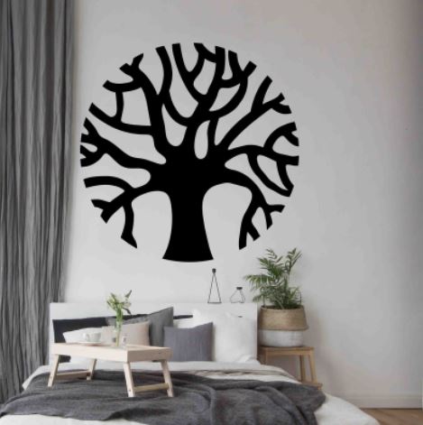Drevený strom na stenu Chara, strieborná 40 cm