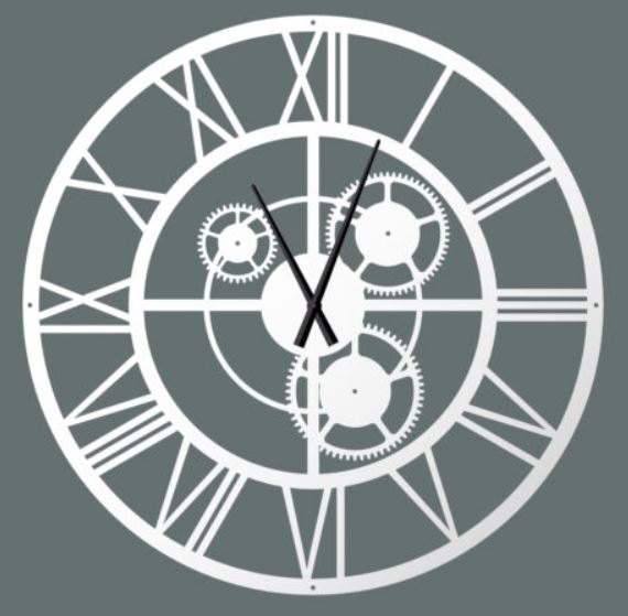 Kovové nástenné hodiny Compose, priemer 100 cm, biela farba