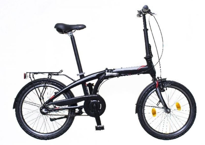 20" skladací mestský bicykel Fold up 3-rýchlostný čierno-červená