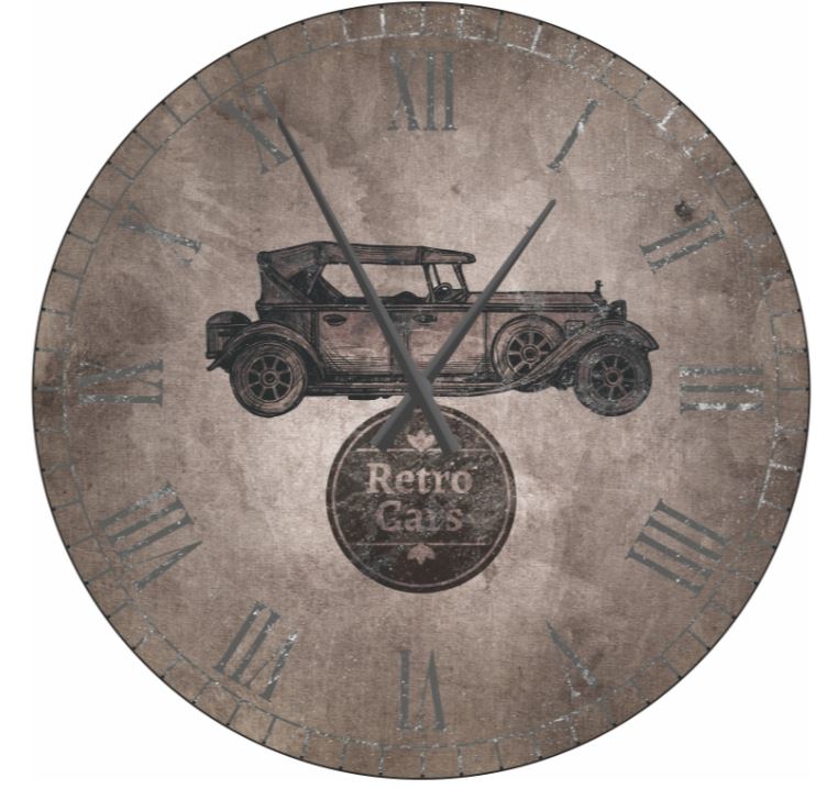 Vintage nástenné hodiny Retro Car, priemer 80 cm
