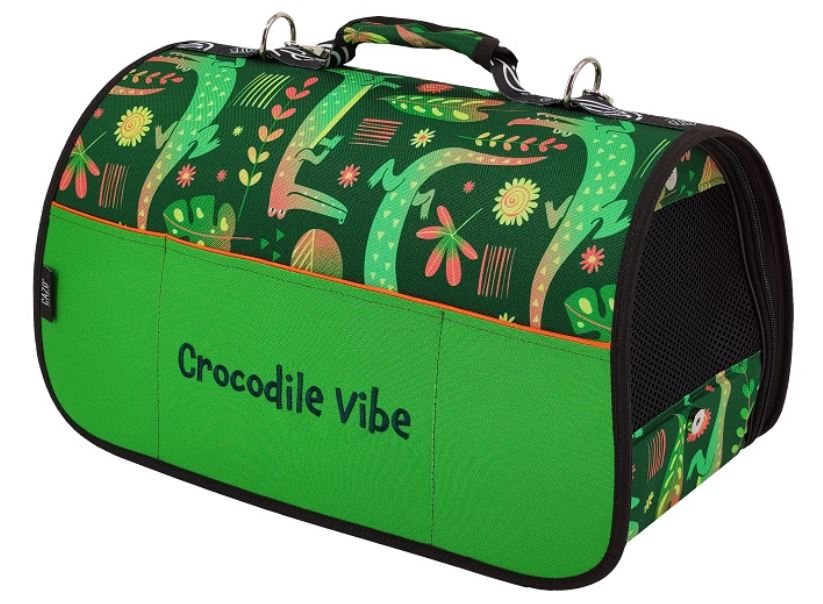 Skladacia taška pre mačky a psov Abstract Crocodile green 50×27×26 cm
