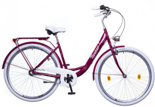 28" Mestský dámsky retro bicykel BALATON 1-rýchlostný baklažánová
